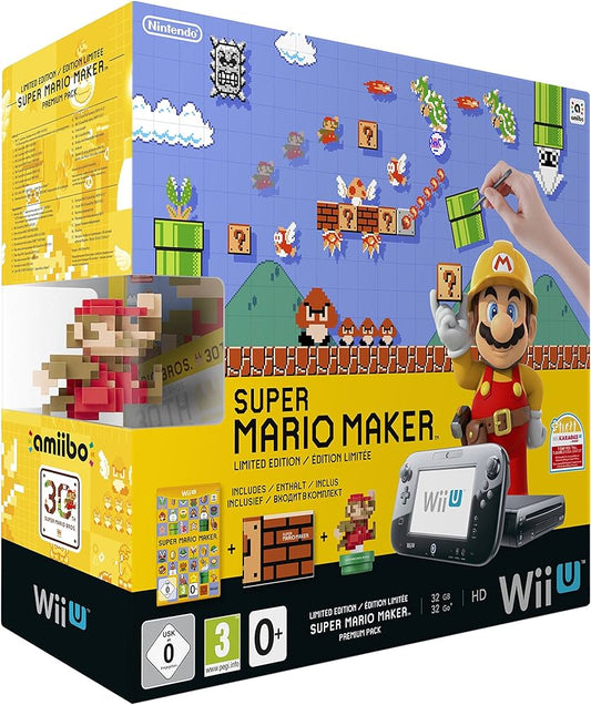 Nintendo Wii U Premium Pack schwarz, 32GB inkl. Super Mario Maker + Artbook + Amiibo