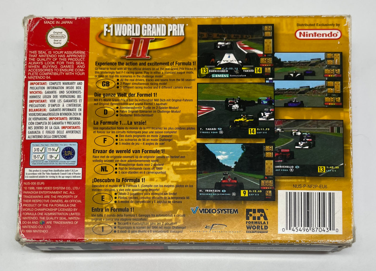 F-1 World Grand Prix II - Nintendo 64 OVP