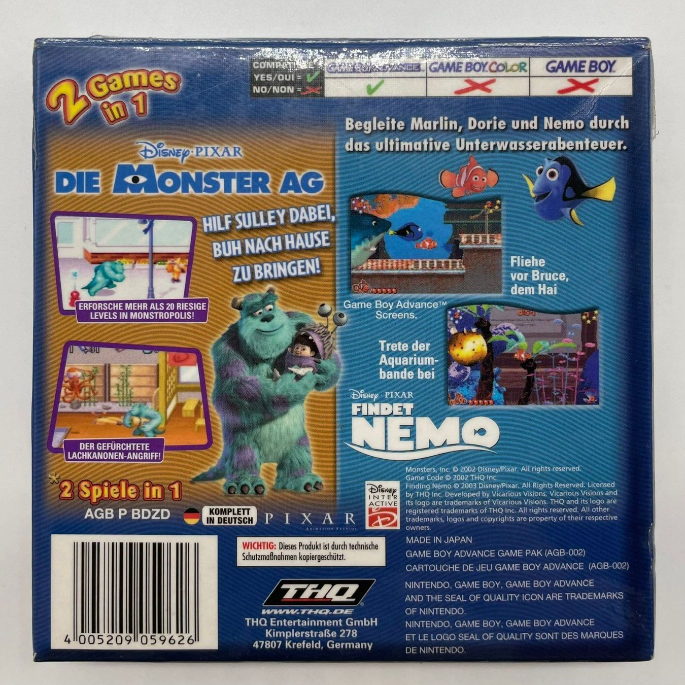 Monster AG + Findet Nemo GBA OVP